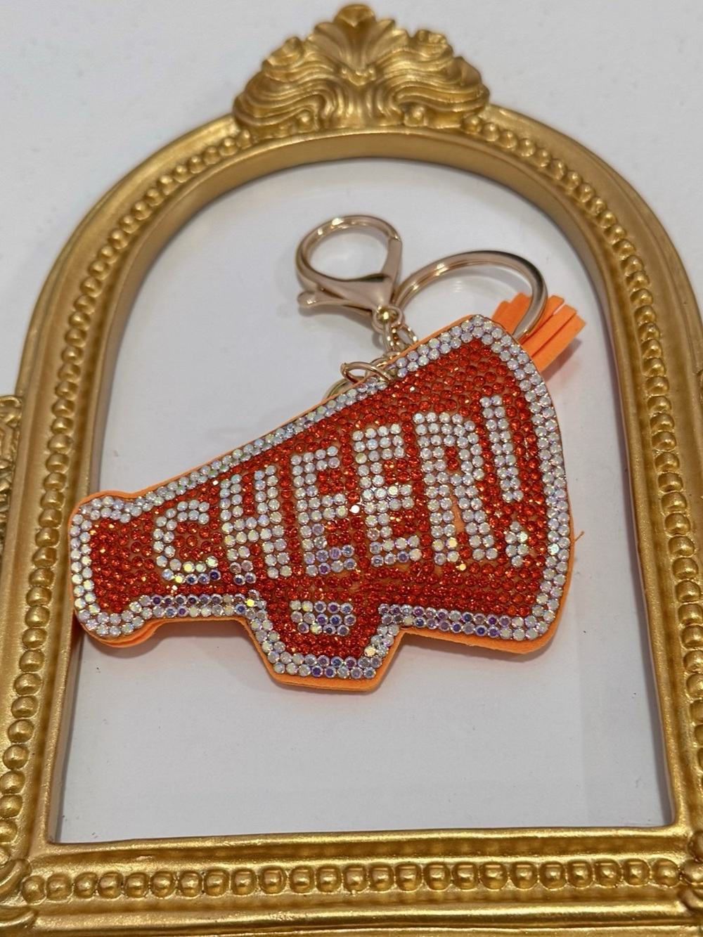 New Orange Rhinestone Cheerleader Keychain - Picture 5 of 5